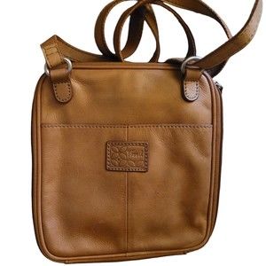 Fossil Crossbody Shoulder 4 Pocket Zipper Snap Purse Bag Brown Leather